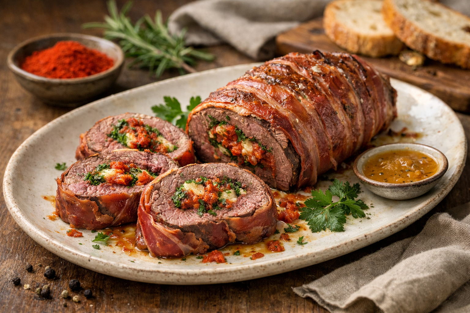 Stuffed Eland Antelope Fillet with Parma Ham