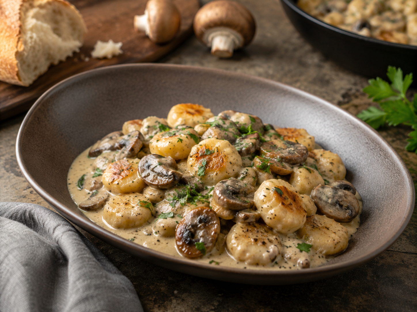 Creamy Mushroom Gnocchi (Pan-Sauced)