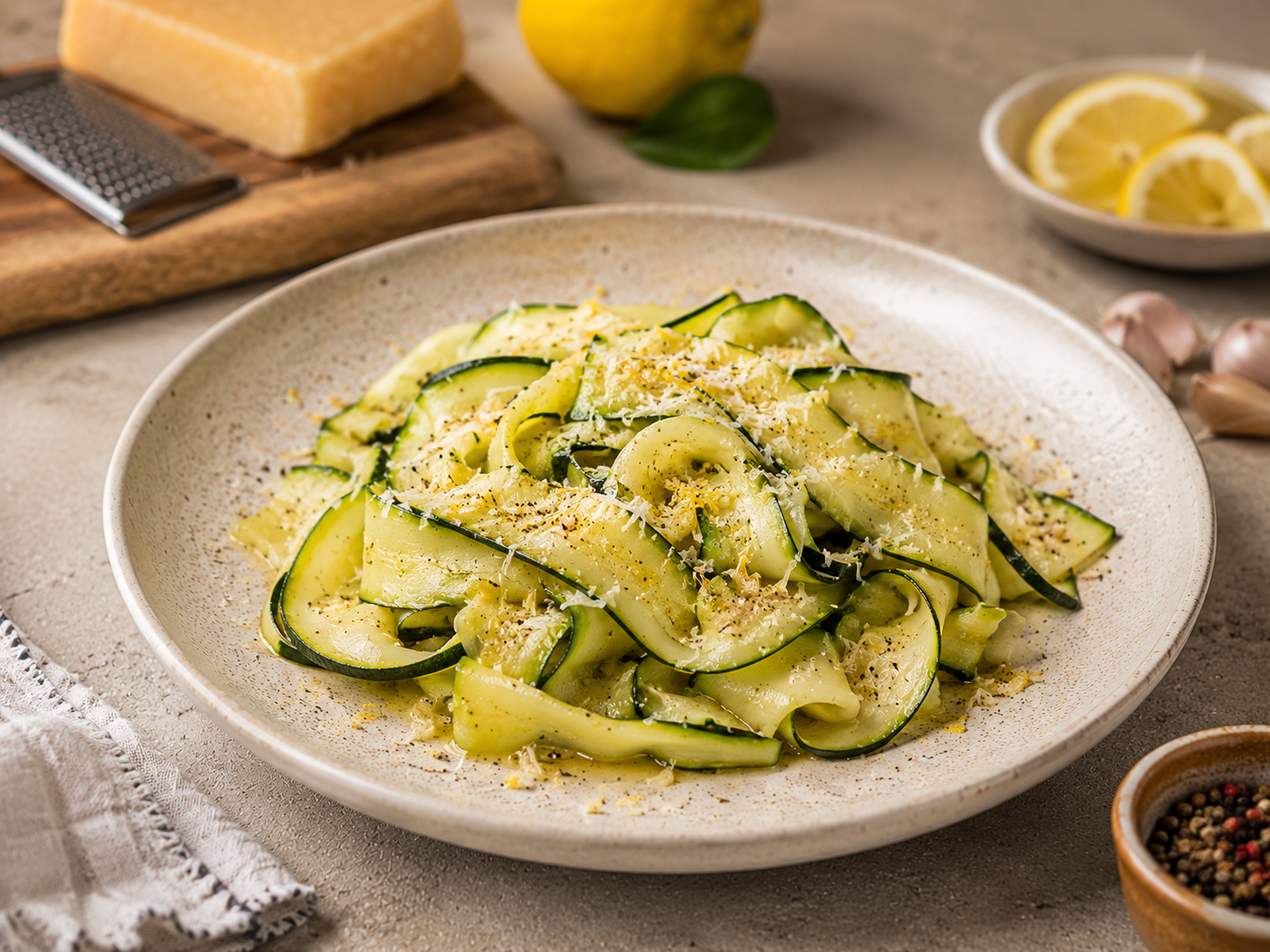 Lemon-Parmesan Zucchini Ribbon Pasta