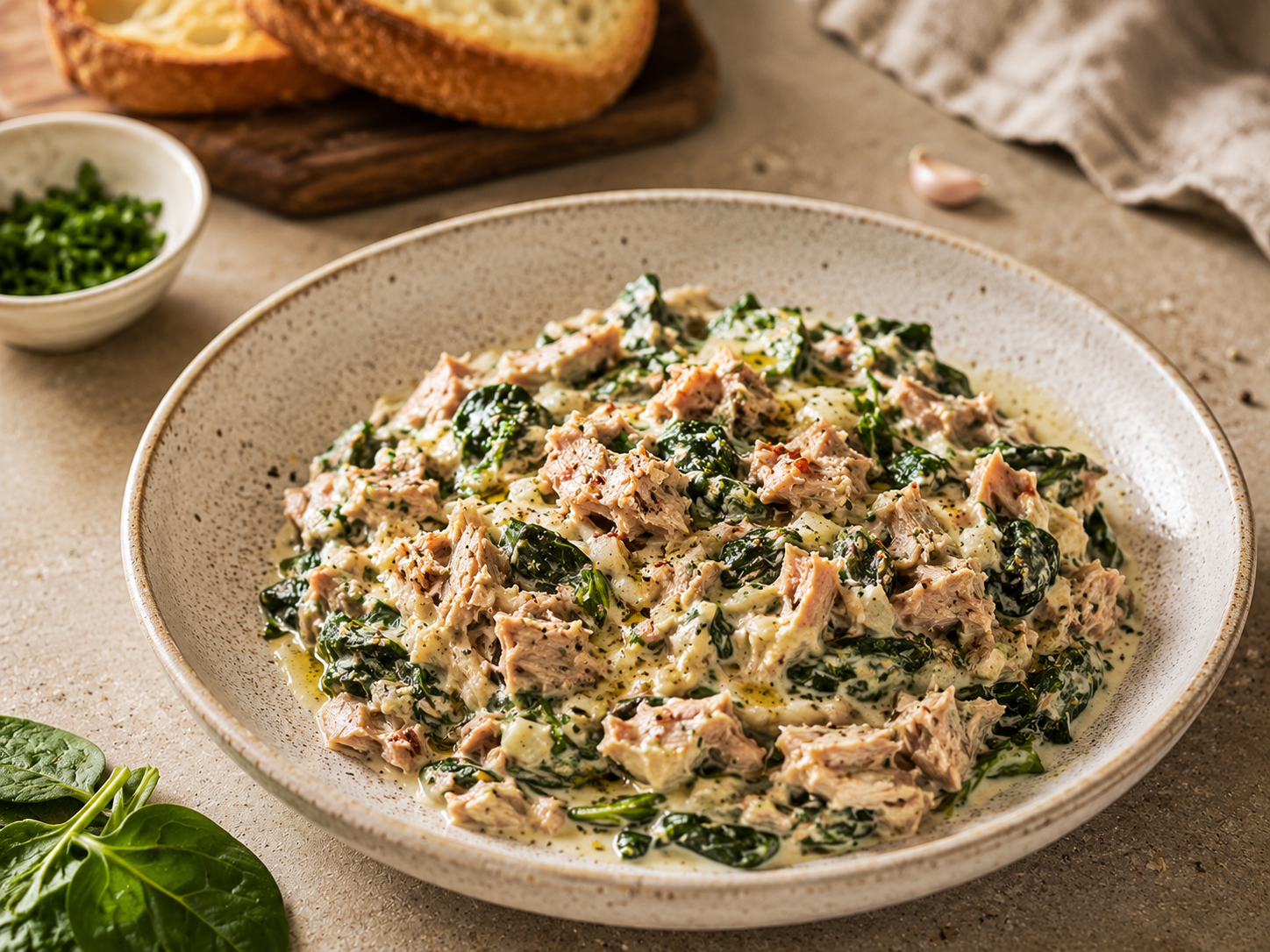 10-Min Tuna & Spinach Cream Skillet (for toast or rice)