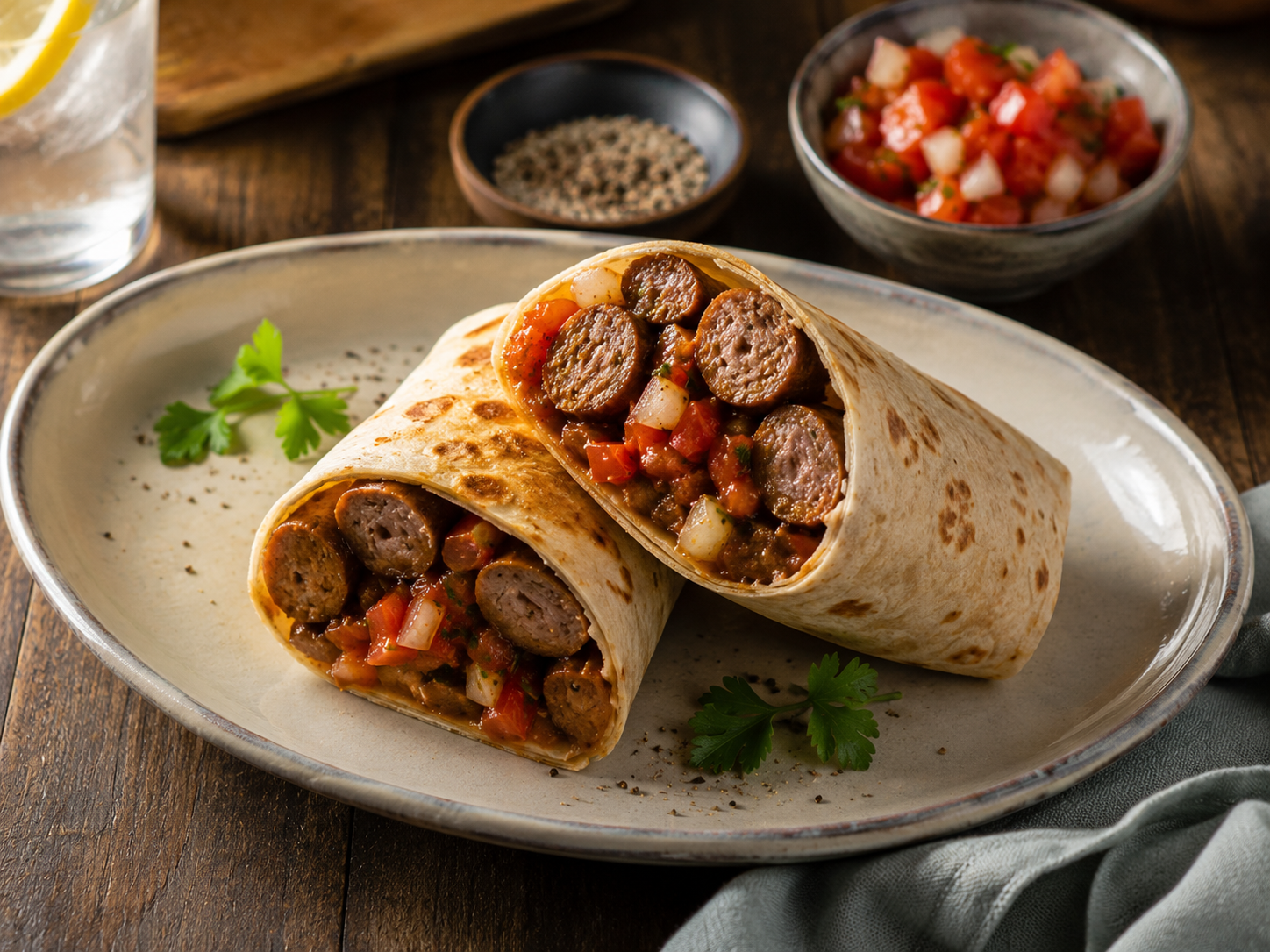 Quick Boerewors Tomato-Onion Relish Wraps
