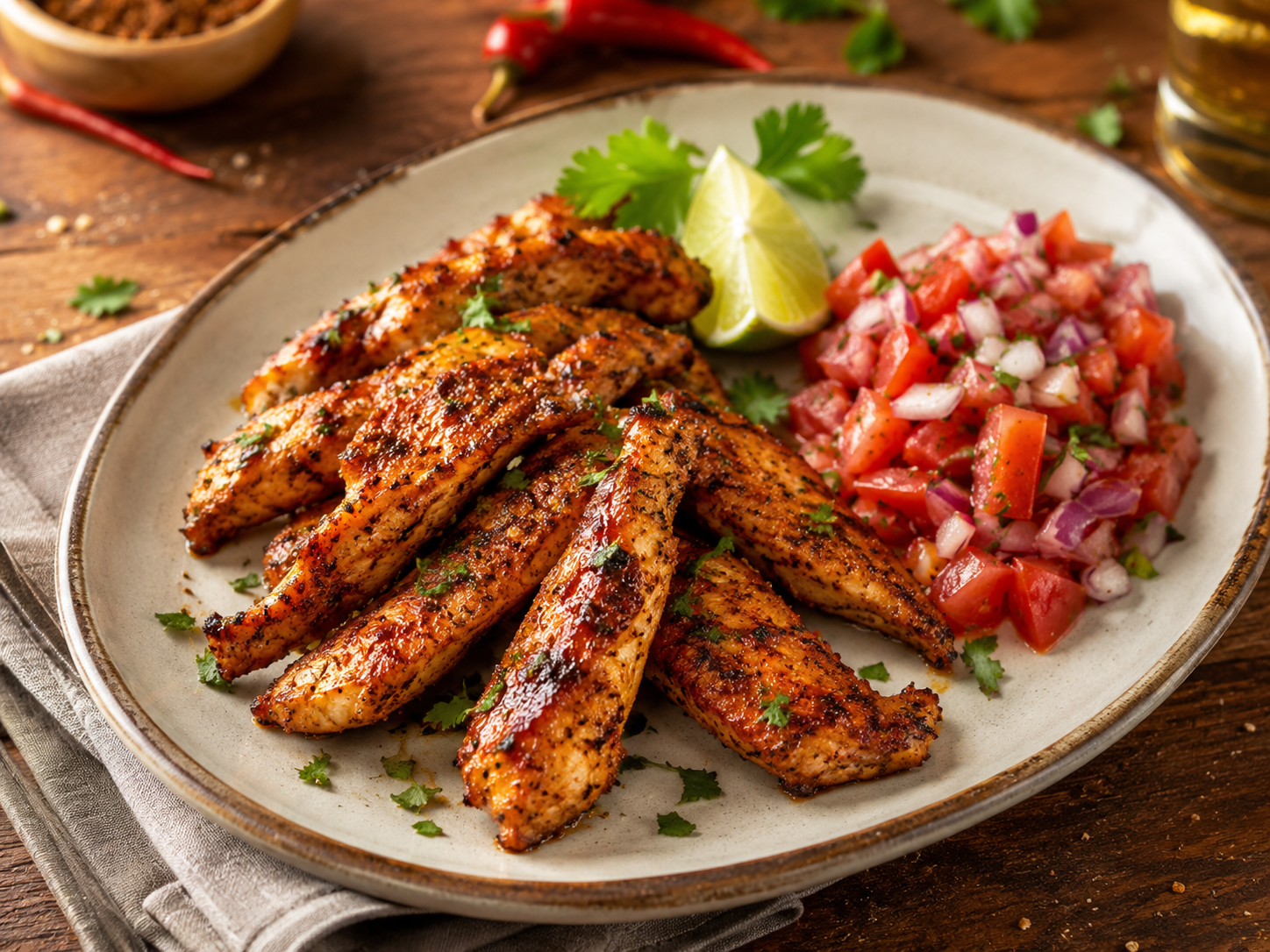 Ruckzuck Peri-Peri Chicken Strips with Quick Tomato Sambal