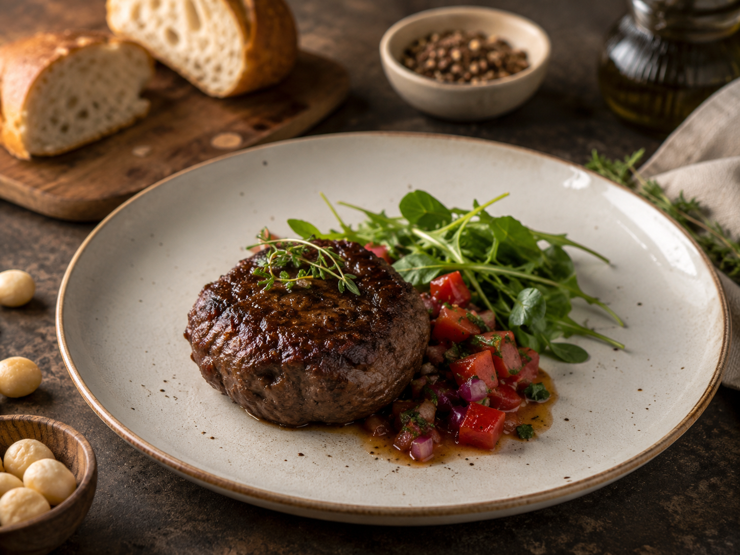 Macadamia-Seared Wagyu Burgers Finished in the Oven