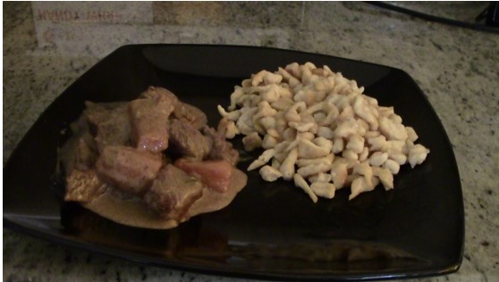 Classic Bavarian Beef Gulasch with Rooibos-Smoked Paprika, Red Wine and Buttered Chive Spätzle